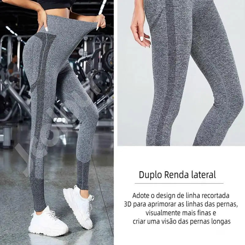 Calça Legging Esportiva Academia Cintura Alta Elástica Sem Costura