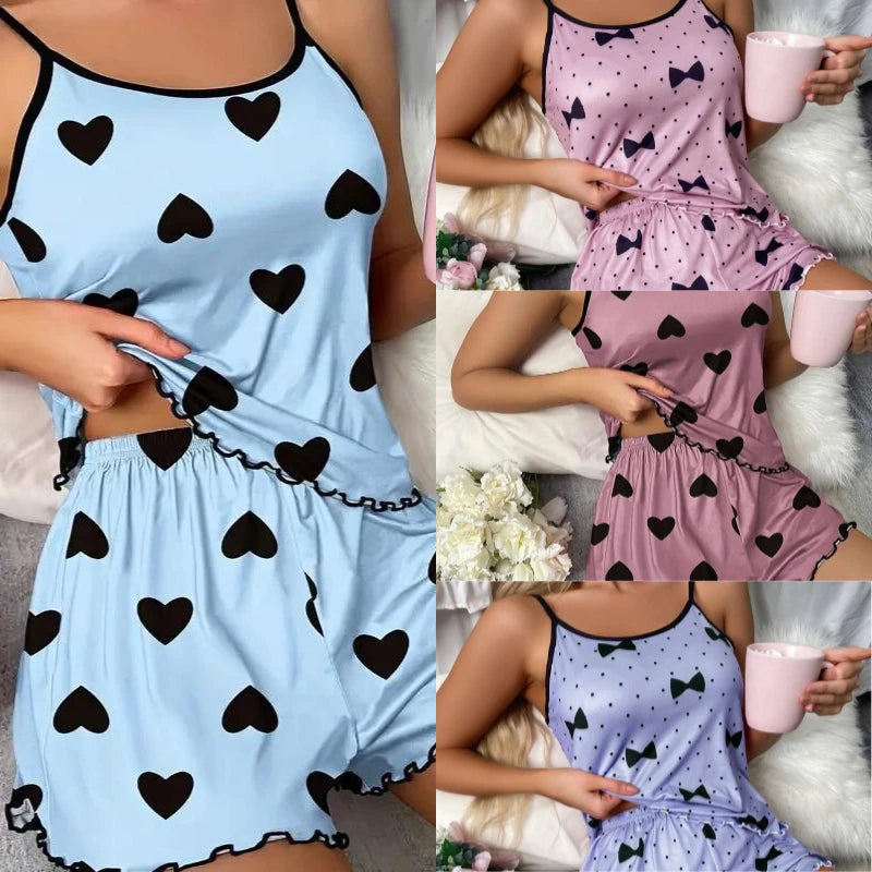 Pijama com duas peças para mulheres, shorts , blusinha , estampado e confortável