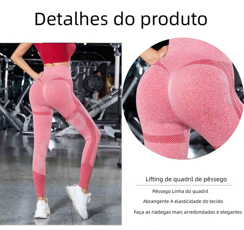 Calça Legging Esportiva Academia Cintura Alta Elástica Sem Costura